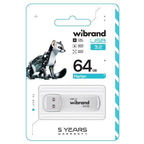 Флеш-накопитель Wibrand USB 3.2 Gen1 Marten 64GB White