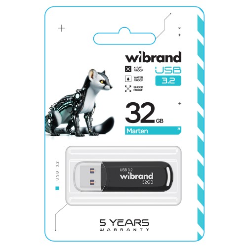 Флэш-накопитель Wibrand USB 3.2 Gen1 Marten 32GB Black