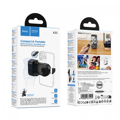 Держатель телефона HOCO K33 Oleada многофункциональный инструмент для записи Black