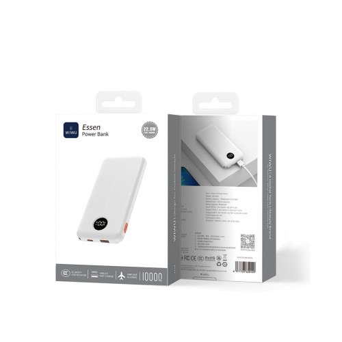 Зовнішній акумулятор WIWU Essen power bank 22.5W 10000mAh PN03 (3C) White