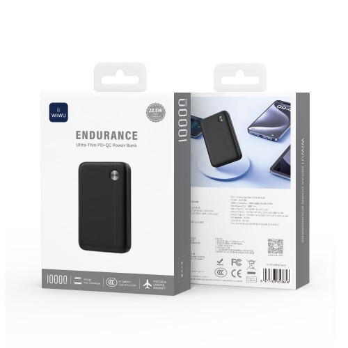 Зовнішній акумулятор WIWU 22.5W Endurance Ultra-Thin PD+QC Power Bank 10000mAh Wi-P059 Black
