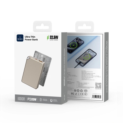 Зовнішній акумулятор WIWU Ultra-Thin Series Power Bank 10000mAh Wi-P020 (3C) Grey
