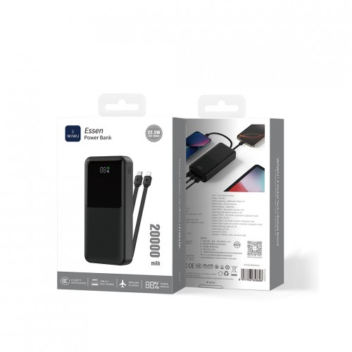Внешний аккумулятор WIWU Essen power bank 22.5W 20000mAh Wi-P082 (3C) Black