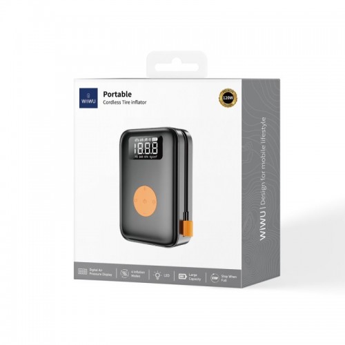 Портативный беспроводной насос для шин WIWU Portable Cordless Tire inflator Wi-Ai003 Black
