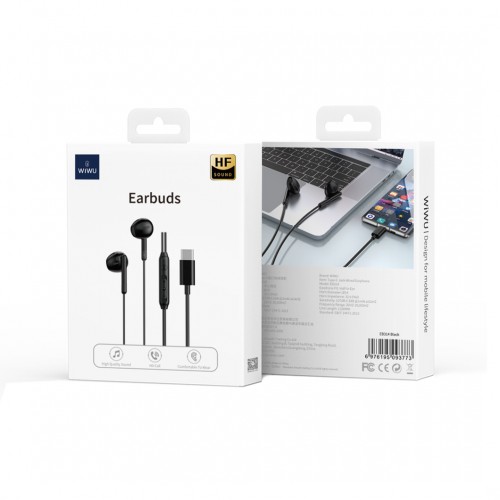 Навушники WIWU Type C Wired Earphone EB314 Black