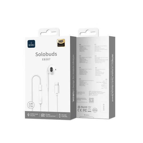 Наушники WIWU Type-C Solobuds Wired Earbuds EB307 White