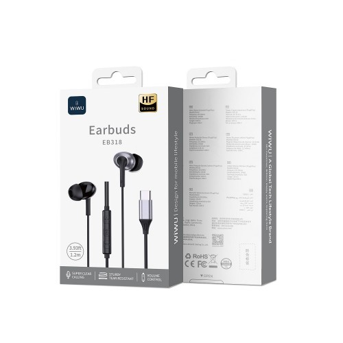 Наушники WIWU Type-C Stereo Wired Earbuds EB318 Black