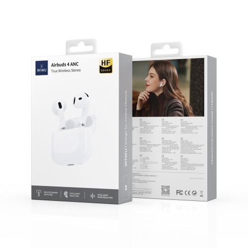 Бездротові навушники TWS WIWU Airbuds 4, ENC+ANC, White