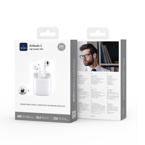 Бездротові навушники TWS WIWU Airbuds 2, ENC, White
