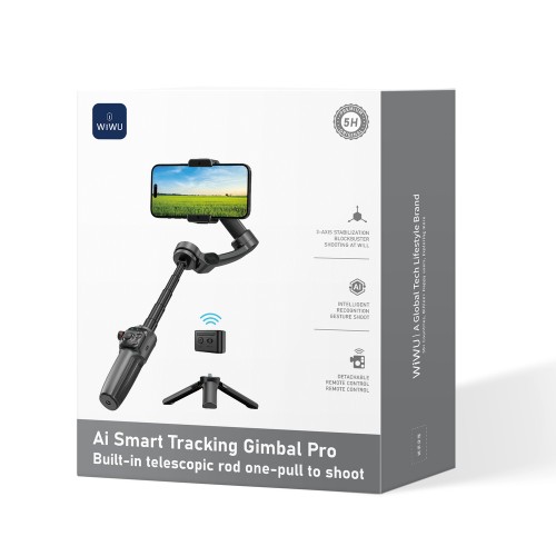 Трехосевой стабилизатор с автоматическим отслеживанием WIWU AI Smart Checking Gimbal PRO Wi-SE016 Black