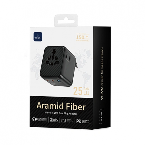 Сетевой фильтр WIWU 25W Warrior GaN универсальный адаптер 2C1A Wi-UA011 Black