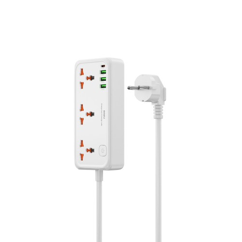 Сетевой удлинитель WIWU 30W Cube Multiple Function GaN Power Strip 1C3A+3 sockets Wi-S005 EU White