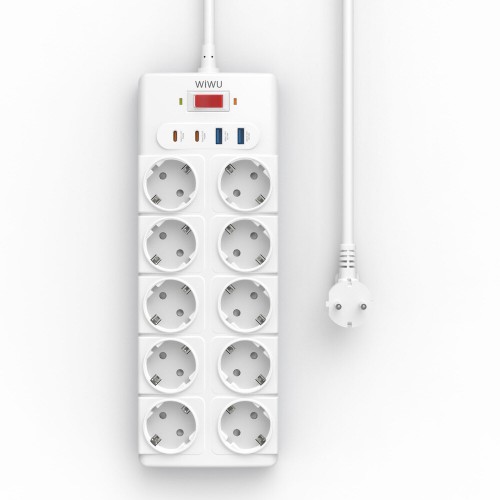 Сетевой удлинитель WIWU 14 in 1 20W GaN Power Strip 2C+2A+10AC Wi-S008 EU (2 м) White
