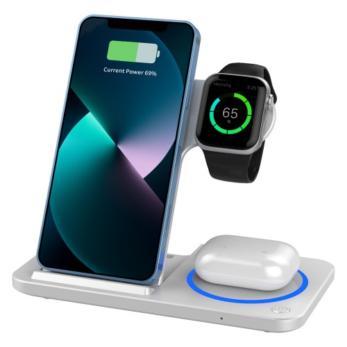Бездротовий зарядний пристрій WIWU 3 in 1 Foldable Wireless Charger Wi-W020 White