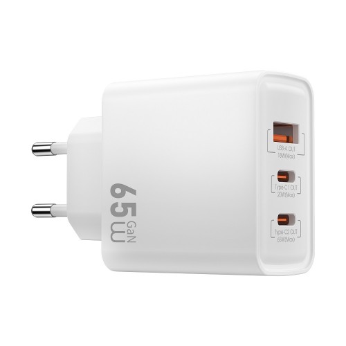 Сетевое зарядное устройство WIWU 65W Essen GaN Fast Charger 1A+2C Wi-G005 EU White