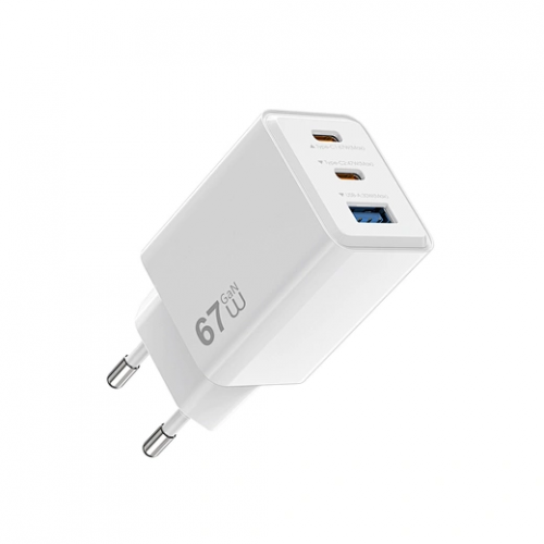 Сетевое зарядное устройство WIWU Cube 67W 2C+A GaN Fast Charger Wi-G026 EU White
