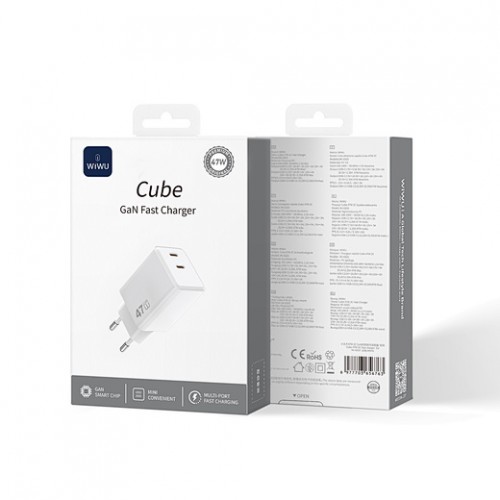 Сетевое зарядное устройство WIWU Cube 67W 2C+A GaN Fast Charger Wi-G026 EU White