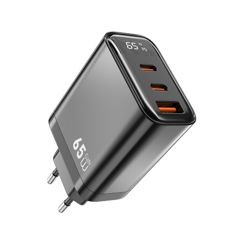 Сетевое зарядное устройство WIWU 65W Firefly GaN Fast Charger 2C+1A Wi-G012 EU Grey