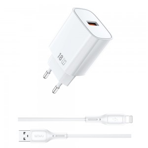 Сетевое зарядное устройство WIWU 18W Essen GaN Fast Charger + Cable Combo Wi-G006 A-L EU White
