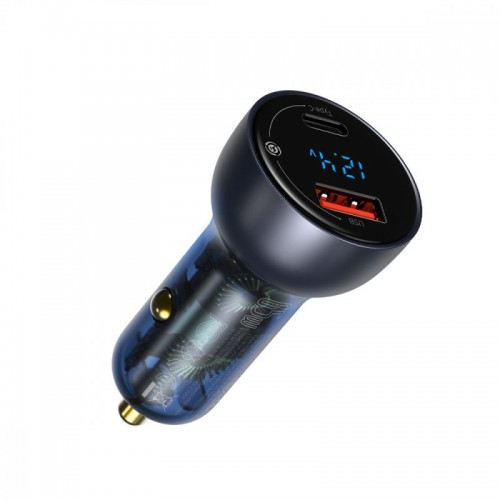 Автомобильное зарядное устройство Baseus Particular с цифровым дисплеем QC+PPS Dual Quick Charger Car Charger 65W, тёмно-серое