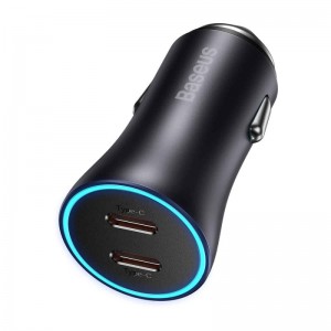 Автомобильное зарядное устройство Baseus Golden Contactor Pro Dual Fast Charger Car Charger C+C 40W тёмно-серое