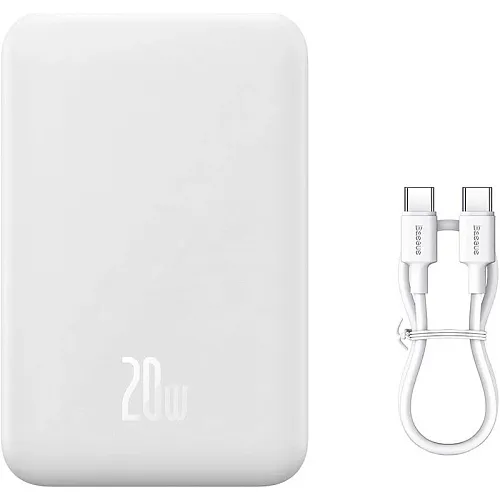 Зовнішній акумулятор Baseus Magnetic Mini Wireless Fast Charge Power Bank 10000mAh 20W White