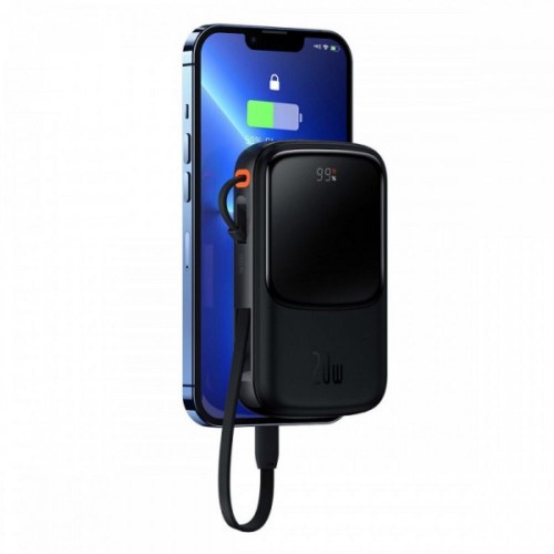 Зовнішній акумулятор Baseus Qpow Pro Digital Display Fast Charge 10000mAh 20W (Type-C cable) Black