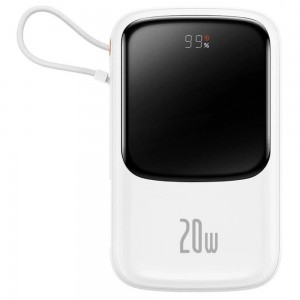 Зовнішній акумулятор Baseus Qpow Pro Digital Display Fast Charge Power Bank 10000mAh 20W iP Edition + cable Type-C 3A 0.3m White