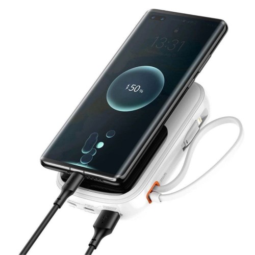 Зовнішній акумулятор Baseus Qpow Pro Digital Display Fast Charge Power Bank 10000mAh 20W iP Edition + cable Type-C 3A 0.3m White