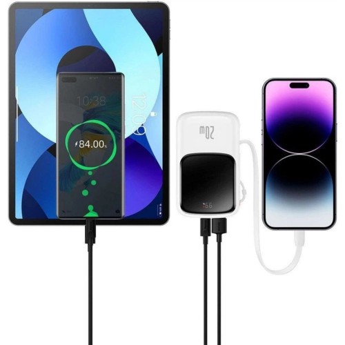 Зовнішній акумулятор Baseus Qpow Pro Digital Display Fast Charge Power Bank 10000mAh 20W iP Edition + cable Type-C 3A 0.3m White