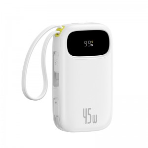 Зовнішній акумулятор Baseus EnerFill FC31 Qpow 3 Digital Display Power Bank with USB-C+iP Cables 20000mAh 45W Moon White