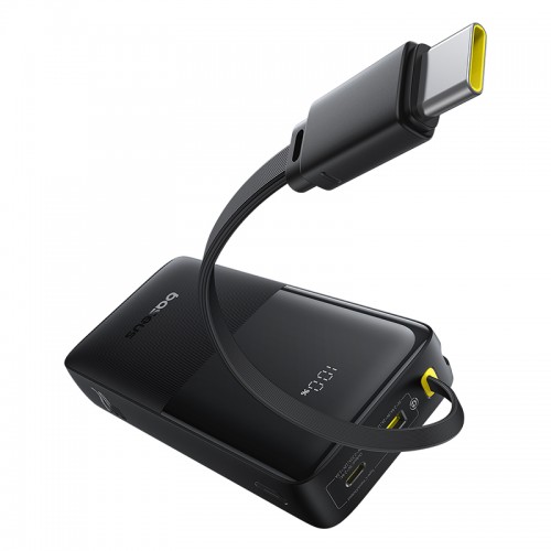 Зовнішній акумулятор Baseus Bipow 2 Digital Display Power Bank With Built-in USB-C Cable 20000mah 20W Cluster Black