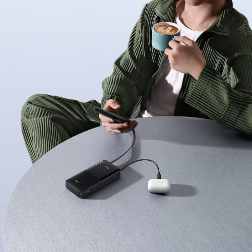 Зовнішній акумулятор Baseus Bipow 2 Digital Display Power Bank With Built-in USB-C Cable 20000mah 20W Cluster Black