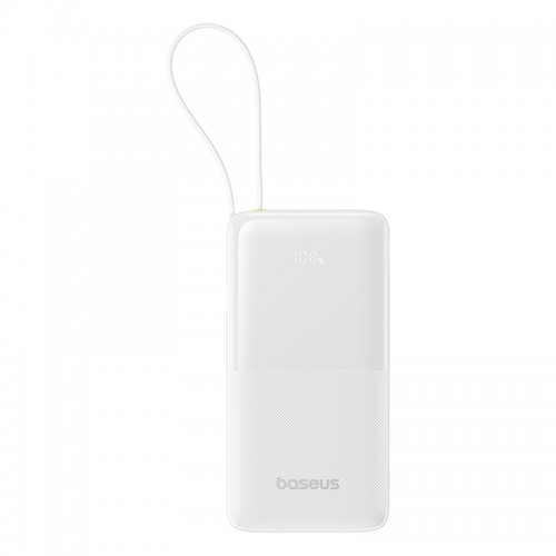 Зовнішній акумулятор Baseus Bipow 2 Digital Display Power Bank With Built-in USB-C Cable 20000mah 20W Moon White