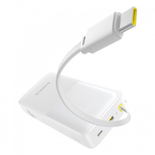 Зовнішній акумулятор Baseus Bipow 2 Digital Display Power Bank With Built-in USB-C Cable 20000mah 20W Moon White