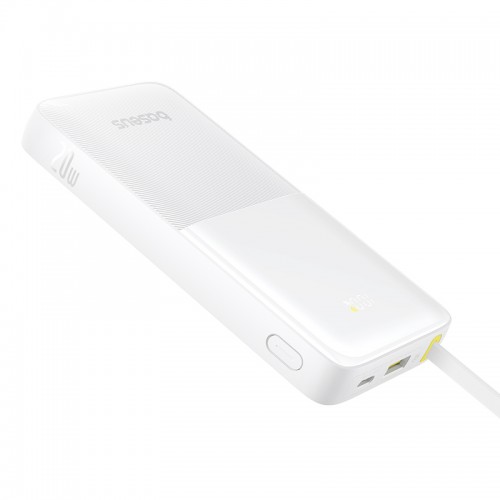 Зовнішній акумулятор Baseus Bipow 2 Digital Display Power Bank With Built-in USB-C Cable 20000mah 20W Moon White