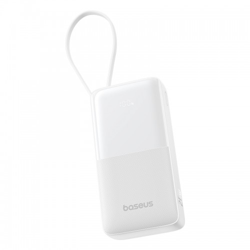 Зовнішній акумулятор Baseus Bipow 2 Digital Display Power Bank With Built-in USB-C Cable 20000mah 20W Moon White