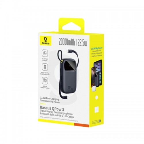 Зовнішній акумулятор Baseus EnerFill FC31 Digital Display Power Bank with 2 Built-in Cables 20000mAh 22.5W Cosmic Black