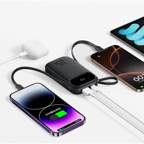 Зовнішній акумулятор Baseus EnerFill FC31 Digital Display Power Bank with 2 Built-in Cables 20000mAh 22.5W Cosmic Black