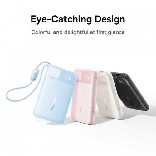 Зовнішній акумулятор Baseus EnerFill FC11 Digital Display Power Bank with Dual Built-in Cables 20000mAh 22.5W Cosmic Black