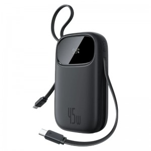 Зовнішній акумулятор Baseus EnerFill FC31 Qpow 3 Digital Display Power Bank with USB-C+iP Cables 20000mAh 45W Cosmic Black