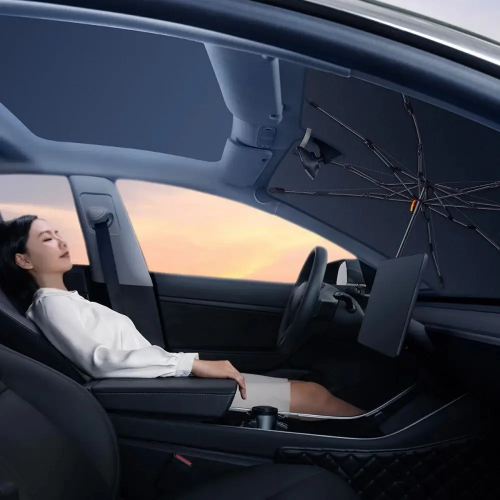 Автомобильный солнцезащитный зонт для лобового стекла Baseus CoolRide Windshield Sun Shade Umbrella Lite Small Black