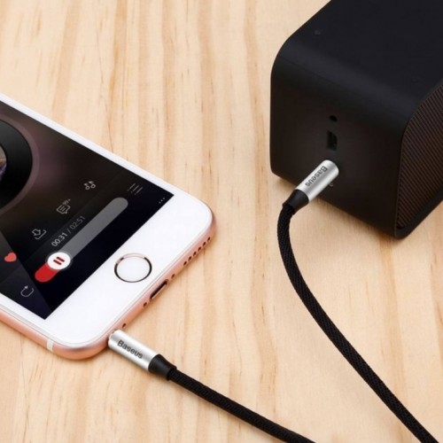 Аудіокабель Baseus M30 3.5mm male to 3.5mm male, nylon braid, 1m Silver+Black