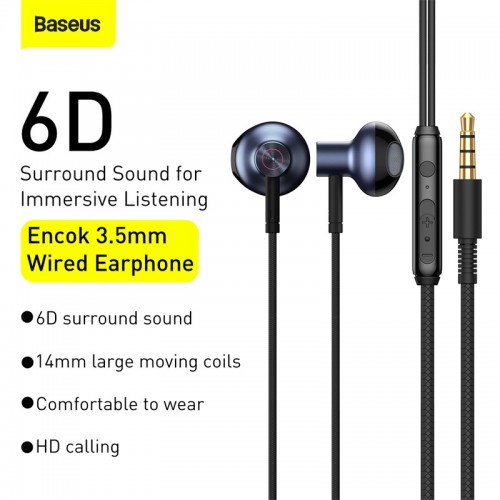 Навушники дротові Baseus Encok H19 (3.5mm) Black