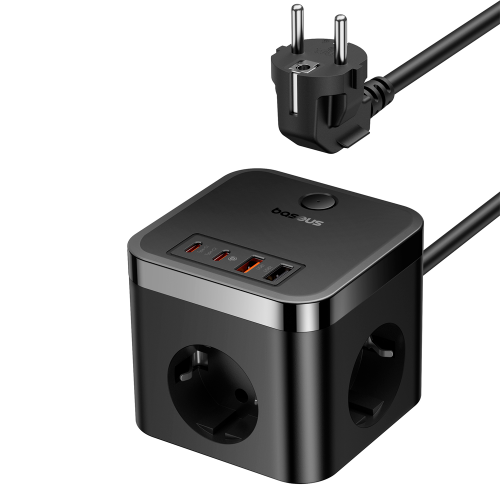 Сетевое зарядное устройство Baseus PowerCombo Cube Power Strip 3AC+2U+2C 30W 1,5 м EU Cluster Black