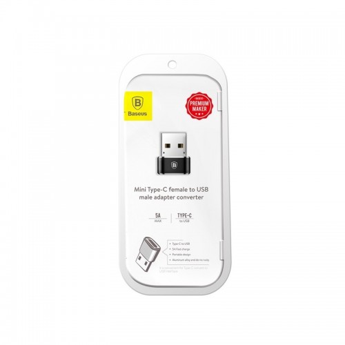 Адаптер Baseus USB (папа) → Type‑C (мама), конвертер, чёрный
