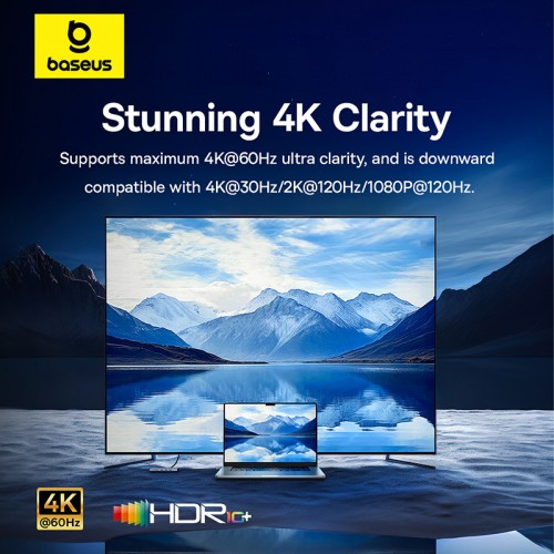 USB-хаб Baseus серии UltraJoy, док-станция HUB с 10 портами, серый космос (Type-C → HDMI 4K@60Hz*1 + VGA*1 + USB 3.0*3 + PD*1 + RJ45*1 + SD/TF*1 + 3.5 мм*1)