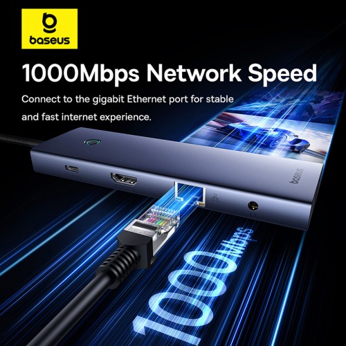 USB-хаб Baseus серии UltraJoy, док-станция HUB с 10 портами, серый космос (Type-C → HDMI 4K@60Hz*1 + VGA*1 + USB 3.0*3 + PD*1 + RJ45*1 + SD/TF*1 + 3.5 мм*1)
