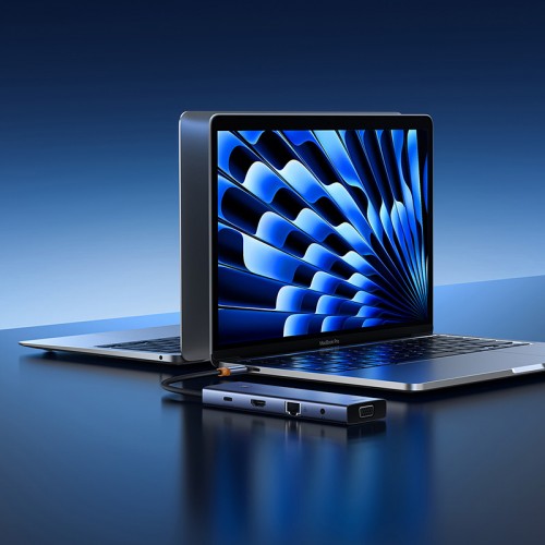 USB-хаб Baseus серии UltraJoy, док-станция HUB с 10 портами, серый космос (Type-C → HDMI 4K@60Hz*1 + VGA*1 + USB 3.0*3 + PD*1 + RJ45*1 + SD/TF*1 + 3.5 мм*1)