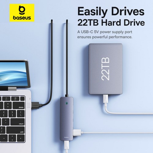 USB-хаб Baseus серии UltraJoy, 4-портовый HUB Lite, 50 см, «Космический серый»（USB-A на USB 3.0*4 + Type-C 5V）